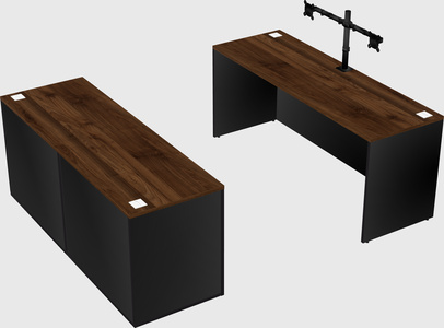 Parallel desk with credenza