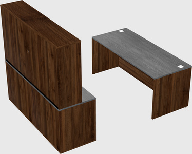 Parallel desk with credenza