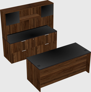 Parallel desk with credenza
