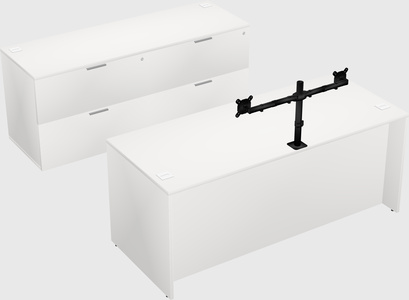 Parallel desk with credenza