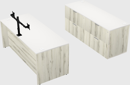 Parallel desk with credenza
