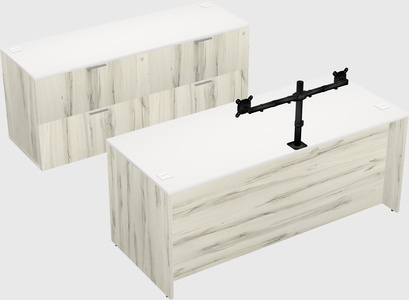 Parallel desk with credenza