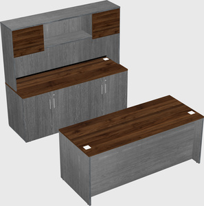 Parallel desk with credenza