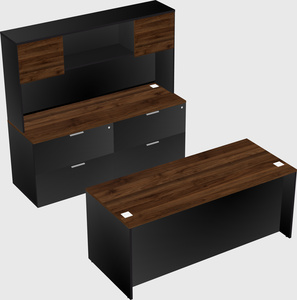 Parallel desk with credenza