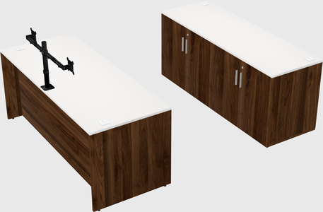 Parallel desk with credenza