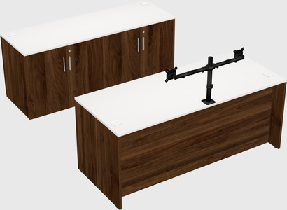 Parallel desk with credenza