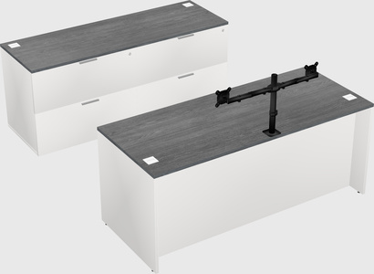 Parallel desk with credenza