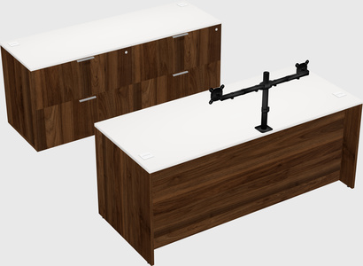 Parallel desk with credenza