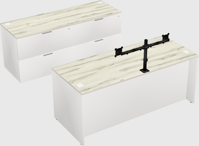 Parallel desk with credenza