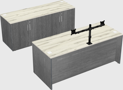 Parallel desk with credenza