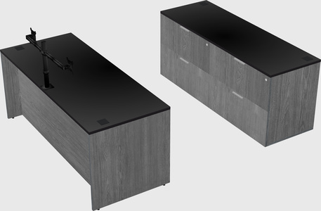 Parallel desk with credenza