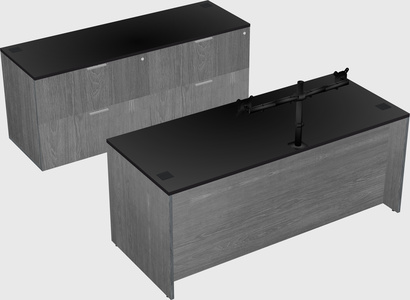 Parallel desk with credenza