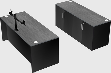 Parallel desk with credenza