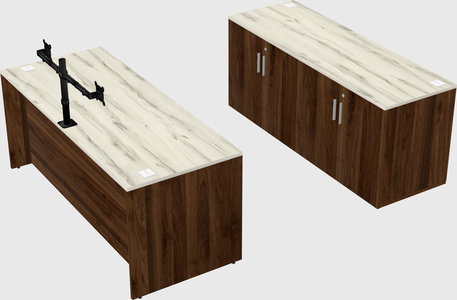 Parallel desk with credenza