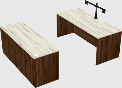 Parallel desk with credenza