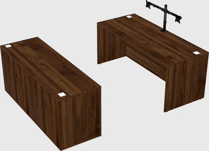 Parallel desk with credenza