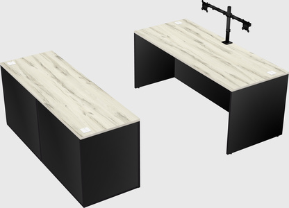 Parallel desk with credenza