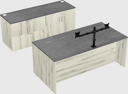 Parallel desk with credenza