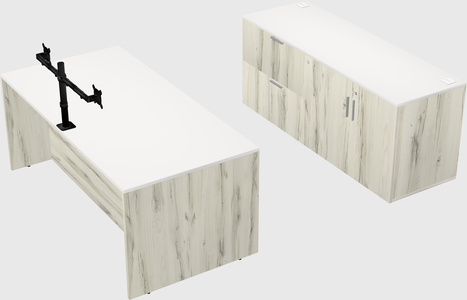 Parallel desk with credenza