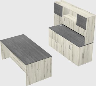 Parallel desk with credenza