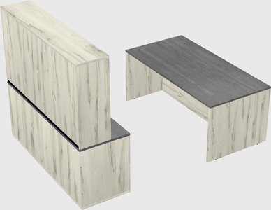 Parallel desk with credenza