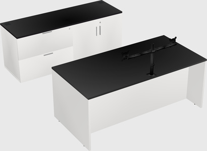 Parallel desk with credenza