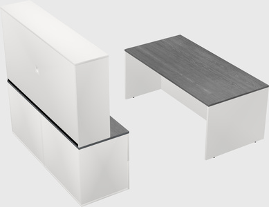Parallel desk with credenza