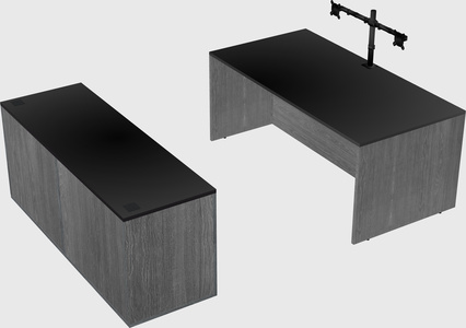 Parallel desk with credenza