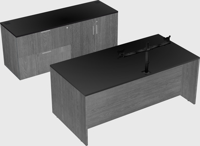 Parallel desk with credenza