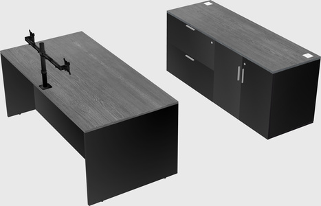 Parallel desk with credenza