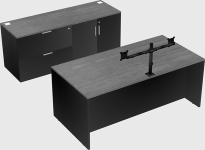 Parallel desk with credenza