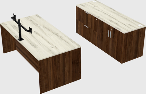 Parallel desk with credenza