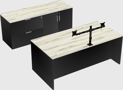 Parallel desk with credenza
