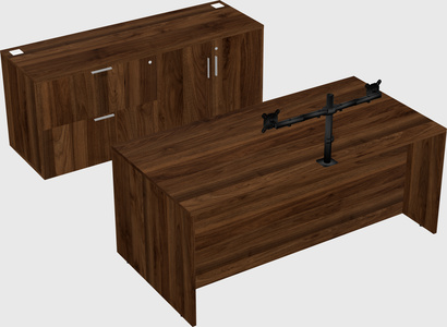 Parallel desk with credenza