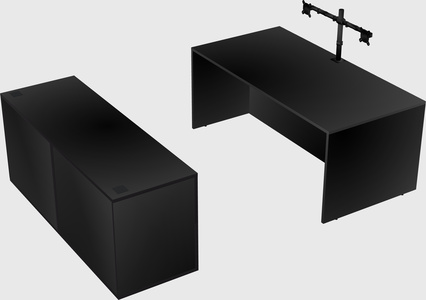 Parallel desk with credenza