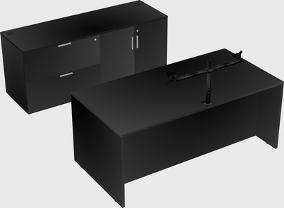 Parallel desk with credenza