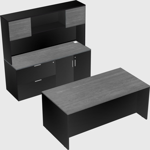 Parallel desk with credenza