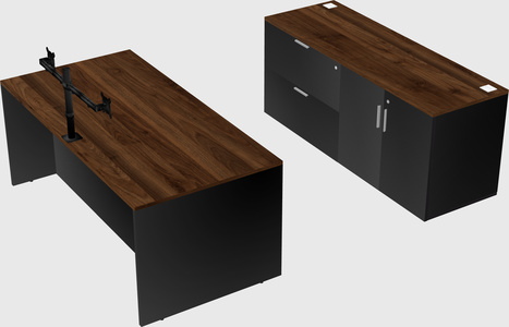 Parallel desk with credenza