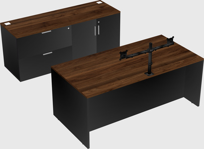 Parallel desk with credenza
