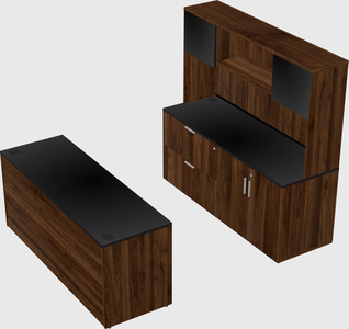 Parallel desk with credenza