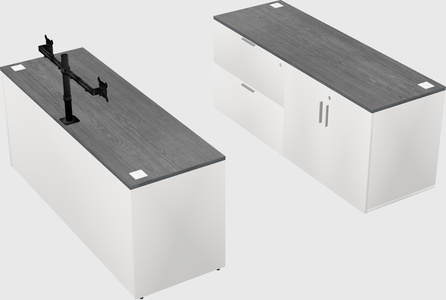 Parallel desk with credenza
