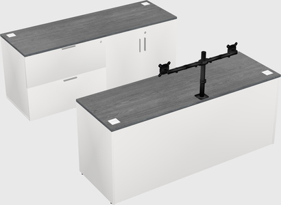 Parallel desk with credenza