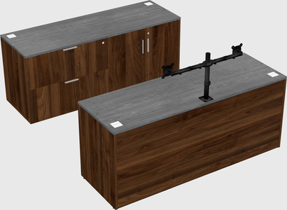 Parallel desk with credenza
