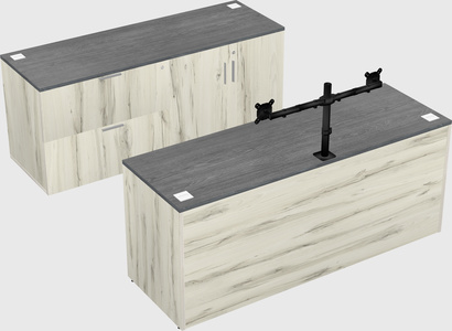 Parallel desk with credenza