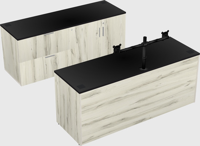 Parallel desk with credenza