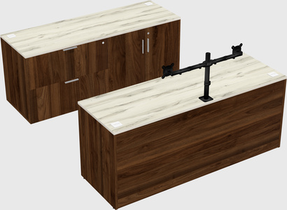 Parallel desk with credenza