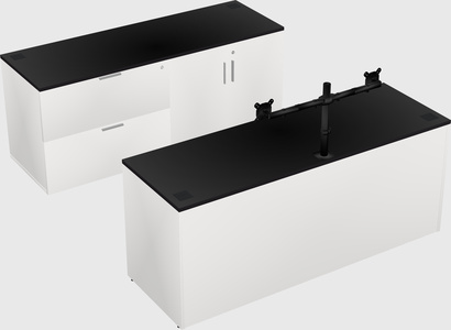 Parallel desk with credenza