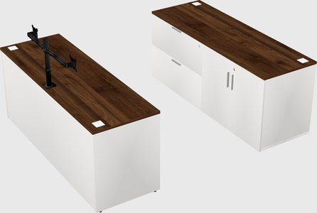 Parallel desk with credenza