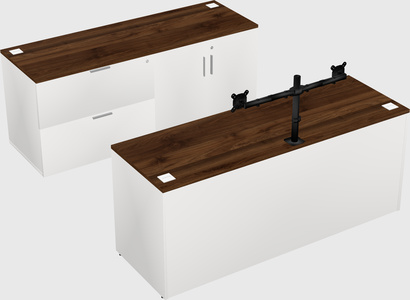 Parallel desk with credenza