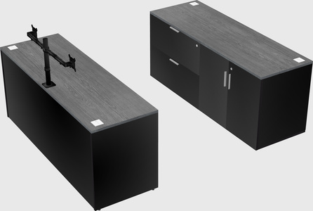 Parallel desk with credenza